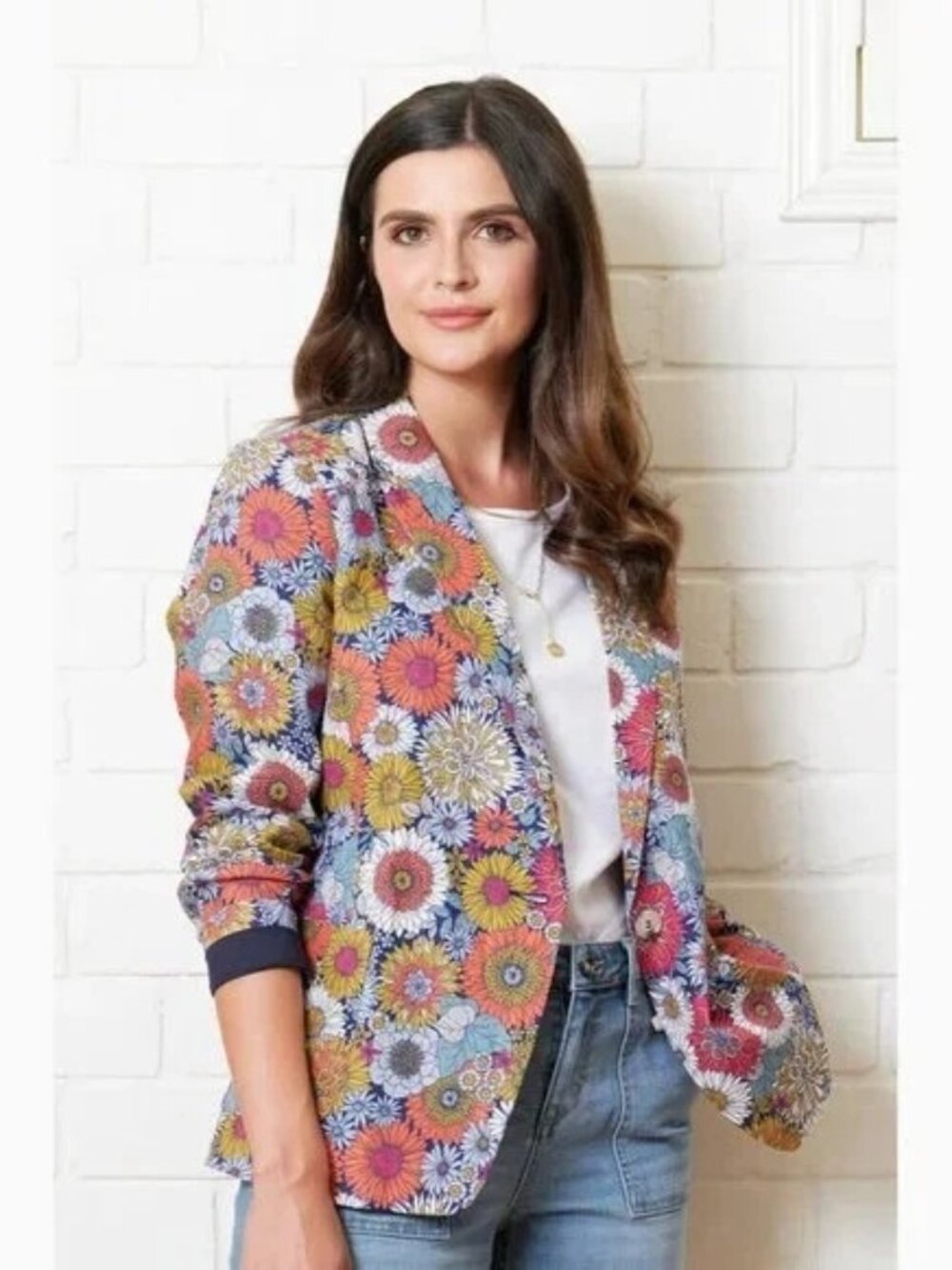 Foil Whistle And Flute Floral Linen Blazer NWT Size 6